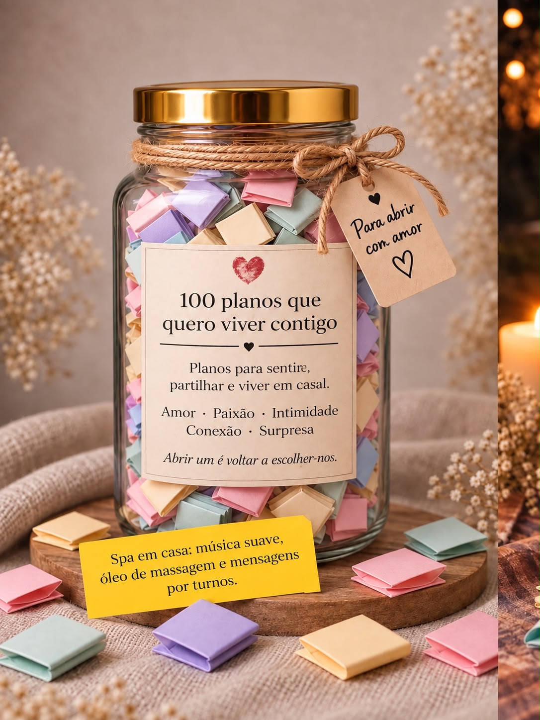 FRASCO COM 100 PLANOS PARA CASAIS