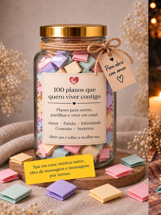FRASCO COM 100 PLANOS PARA CASAIS
